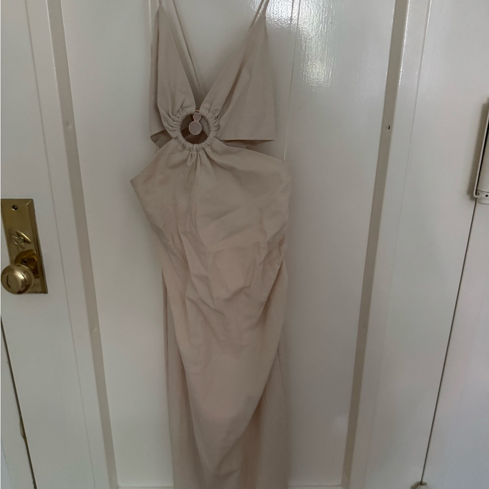 Zara Cream Backless Dress with Ring Detail